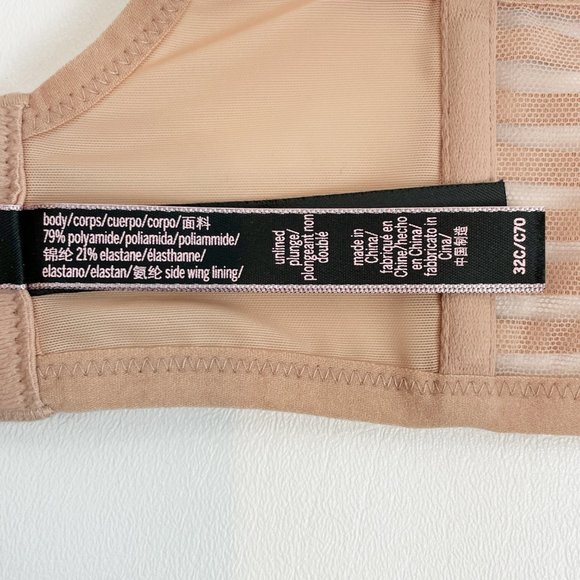 NWOT Victorias Secret 32C Luxe Unlined Mesh Full Coverage Plunge Bra Beige - Picture 7 of 8